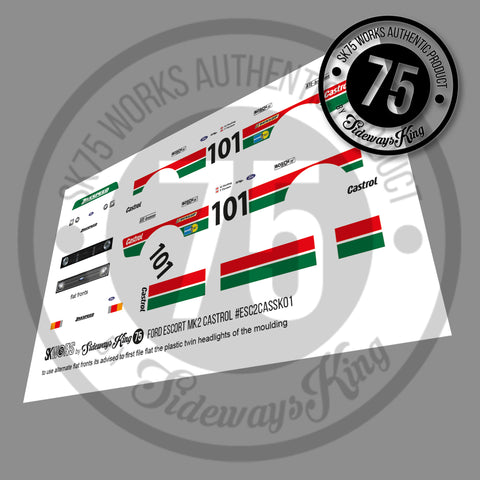 Ford Escort MK2 Zakspeed 'CASTROL' Waterslide Decal Sheet