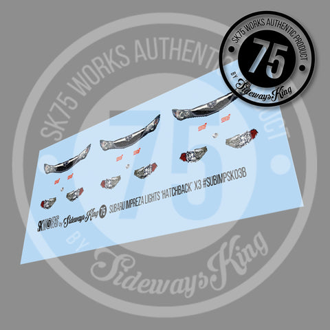 Subaru Impreza 'Hatchback' Light Set 1/64th Waterslide Decal Sheet