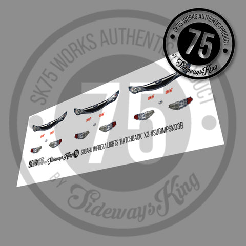 Subaru Impreza 'Hatchback' Light Set 1/64th Waterslide Decal Sheet