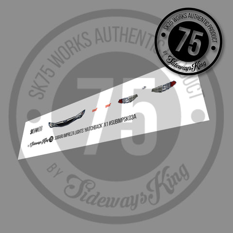 Subaru Impreza 'Hatchback' Light Set 1/64th Waterslide Decal Sheet