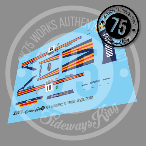 Ford Escort MK2 'ROTHMANS' Waterslide Decal Sheet
