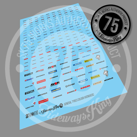 TYRE BRANDS MIX Waterslide Decal Sheet