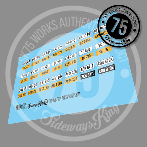 CUSTOM UK NUMBER PLATES Waterslide Decal Sheet